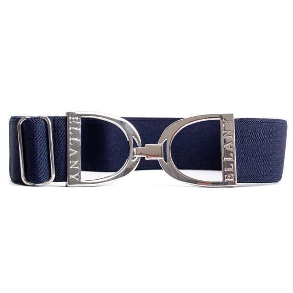 Ellany Navy Silver Stirrup Elastic Ladies Belt